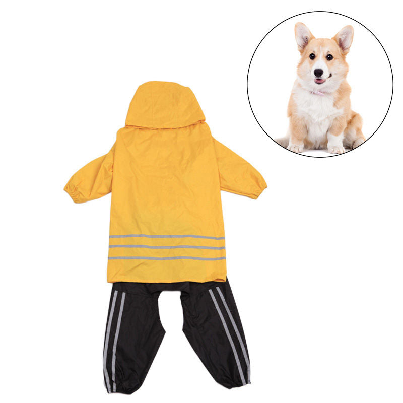 Dog Raincoat Lightweight Adjustable Windbreaker Hooded Jacket for Pets-Yellow
