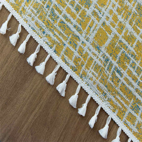 Tassel Cotton Linen Tablecloths Dustproof Table Cover for Kitchen Dinning Room Party-Yellow