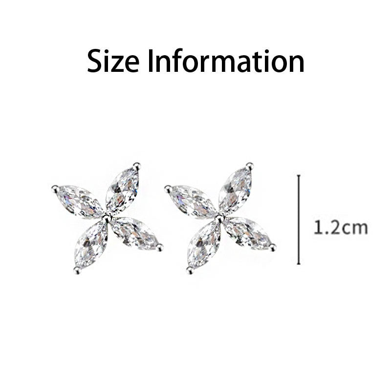 Pair of Fashion Petal Fairy Stud Earrings-Silver