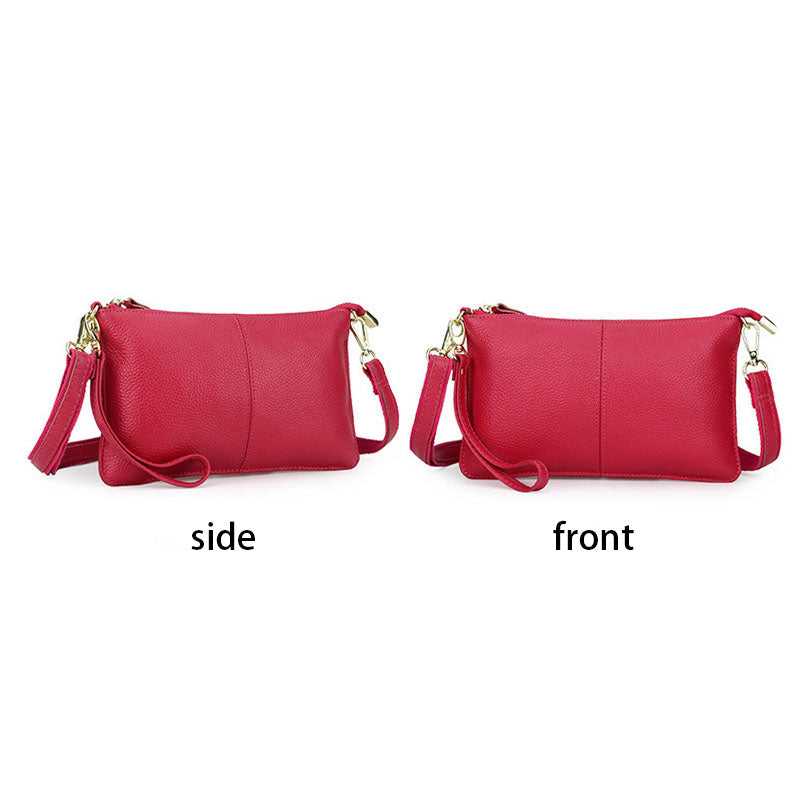 Leather Clutch Small Envelope Crossbody Bags for Women-RoseRed