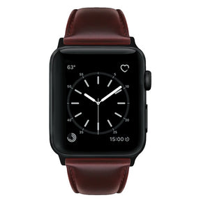 Oil Wax Leather Watch Strap For Apple iWatch-Red Brown