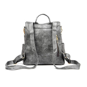 Women's Fashion Purse Backpack Multipurpose Design Backpack PU Leather Travel bag-Gray