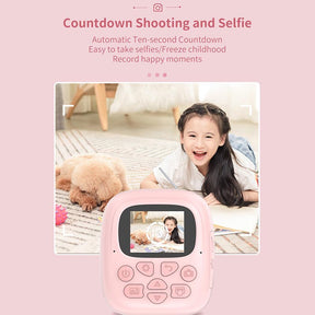 Kids HD Digital Camera Printable with Rotating Lens for 3-12 Years-Blue