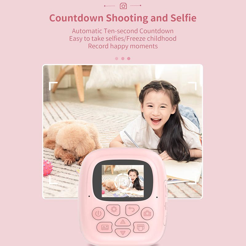 Kids HD Digital Camera Printable with Rotating Lens for 3-12 Years-Blue