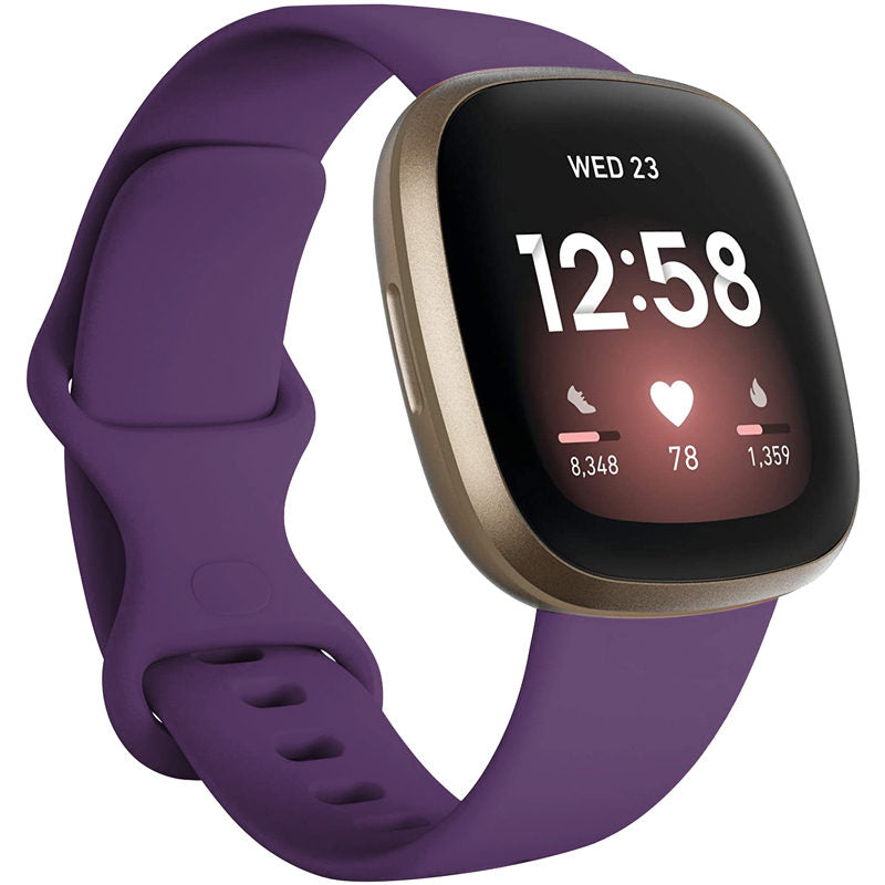 Soft Silicone Sport Replacement Strap For Fitbit Versa 3/Fitbit Sense Small Large-DarkPurple