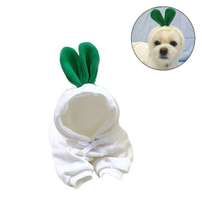 Pet Clothes White Radish Pattern Design Hoodie Sweatshirts 3D Cute Costume