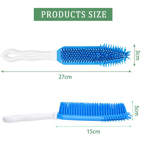 2 Pcs Pet Hair Remove Brush Portable Dog Cat Rubber Massage Brush-BlueGreen