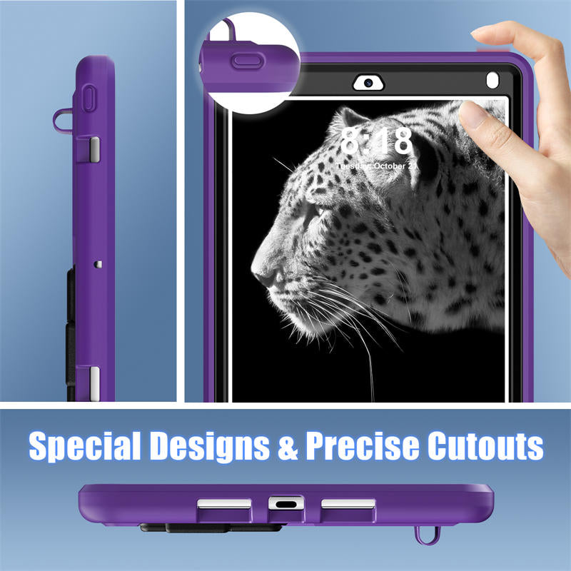 Tablet Case Rugged with Kickstand for iPad 6th/5th Generation 2018/2017-PurpleBlack