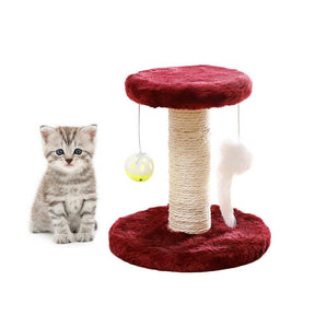 Cat Scratching Post Cat Tree with Sisal Covered Scratching Posts and Platform-Red