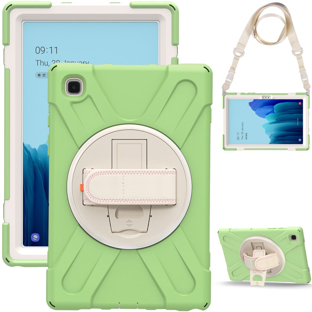 Morandi Tablet Case For Samsung Galaxy Tab A7 10.4 T500/T505/T507/T505N 2020 Kids Safe Shockproof Protective Cover With Kickstand+Strap-Matcha Green