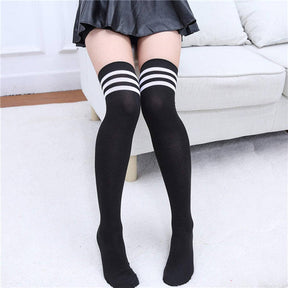6 Packs C Womens Long Striped Socks Over Knee Thigh High Socks Warm Stocking