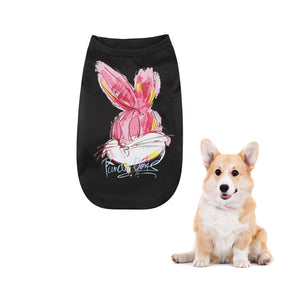 Dog Vest Summer Pet Clothes Cartoon Rabbit Breathable Comfortable-Black