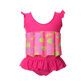 Kids Removable Floatation Swimsuit Baby Float Suit Swim Vest One Piece Swimwear-Strawberry