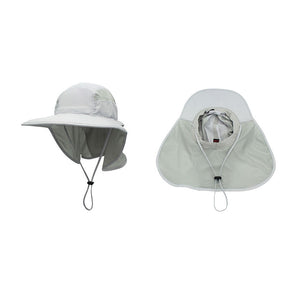 Unisex Outdoor Activities UV Protecting Sun Hats with Adjustable Neck Flap-Light gray