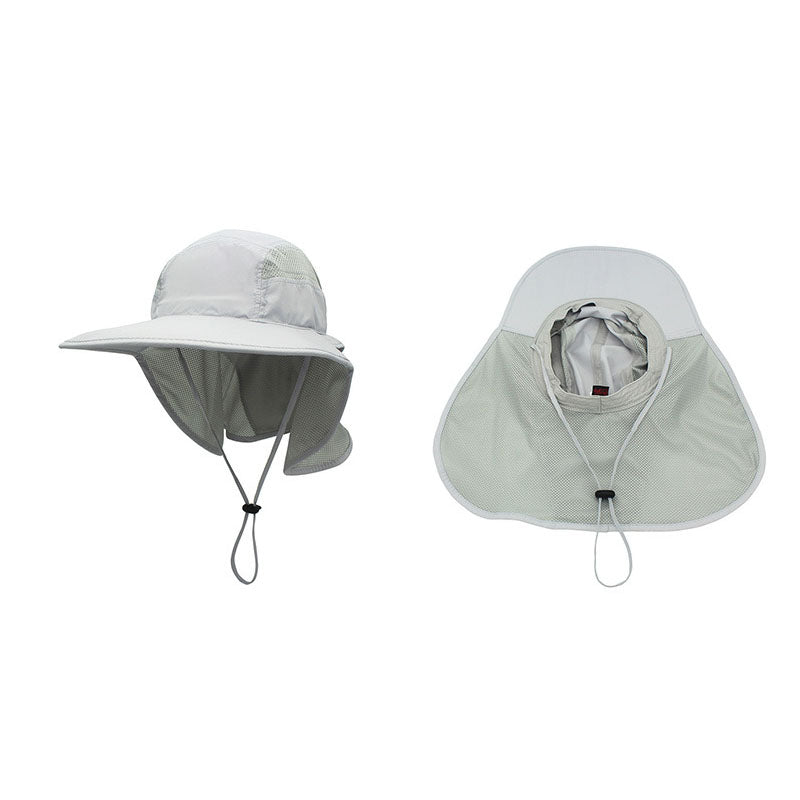 Unisex Outdoor Activities UV Protecting Sun Hats with Adjustable Neck Flap-Light gray