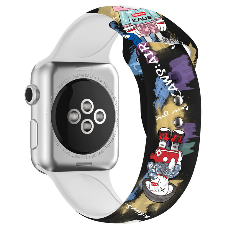 Street Fashion Printing Pattern Silicone Watchband for Apple Watch SE & Series 6/5/4/3/2/1-A21