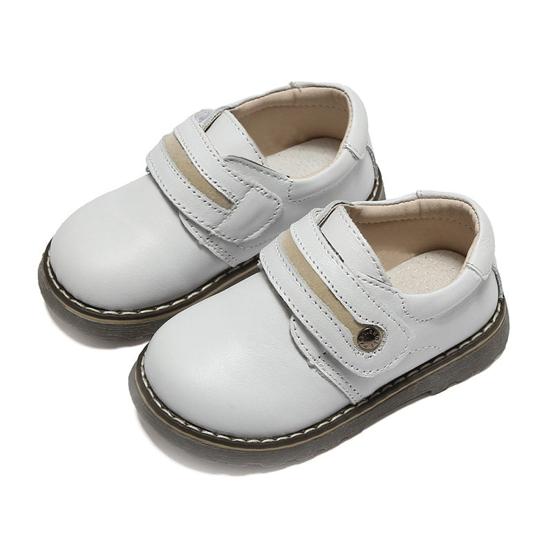 Toddler Boys Leather Loafers British Style Comfort Oxford Dress Shoes-White