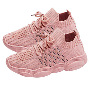 Girls and Boys Sneakers Cotton Mesh Breathable Shoes Outdoor-Pink
