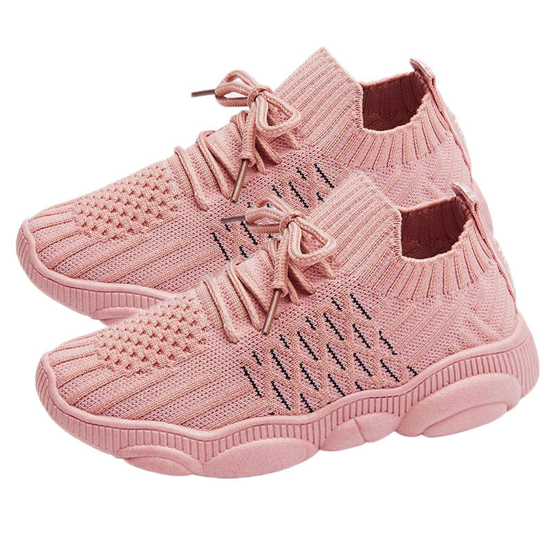 Girls and Boys Sneakers Cotton Mesh Breathable Shoes Outdoor-Pink