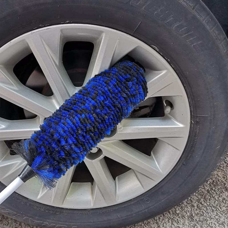 Metal Free Wheel Cleaner Brush Highly Absorbent Tire Brush for Cleaning Tires and Rims-Blue