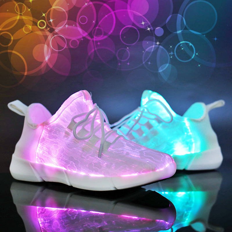 LED Fiber Optic Shoes Light up Sneakers for Women Men-White