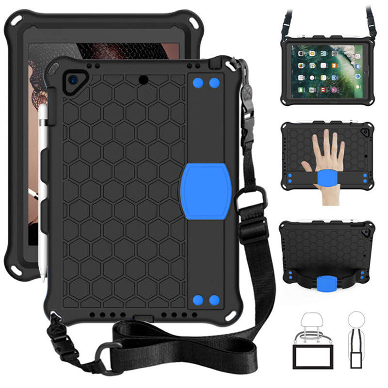 Hive iPad Case For iPad 5/6/Pro 9.7/iPad9.7 Durable Stand Cover With Shoulder Strap-BlackBlue