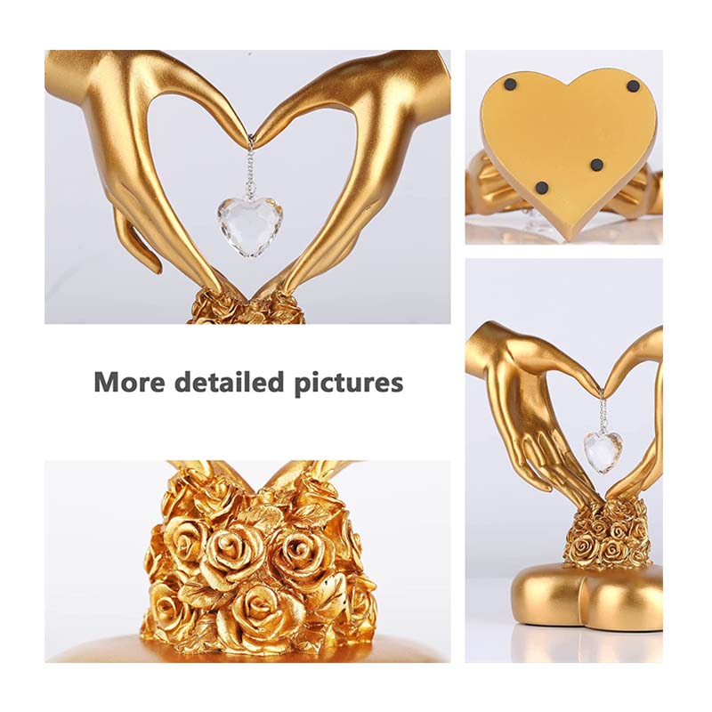 Love Heart Sculpture Home Decor Valentines Day Gift-Gold Hand