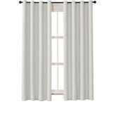 2 Panels Solid Color Blackout Curtains for Living Room-White