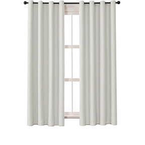 2 Panels Solid Color Blackout Curtains for Living Room-White