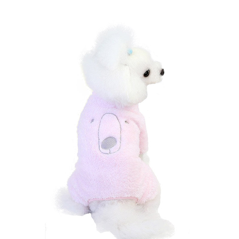 Cute Puppy Pajamas Plush Koalas Printed 4 Leg Onesie for Small Dog-Pink