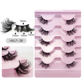 Half Lashes Natural Looking Cat Eye Fluffy 3D Curly False Eyelashes-36