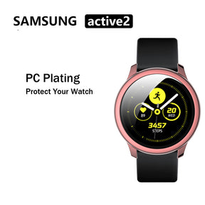 PC Plating Tempered Glass Full-Around Cover For Samsung Active2 40MM/44MM-Pink