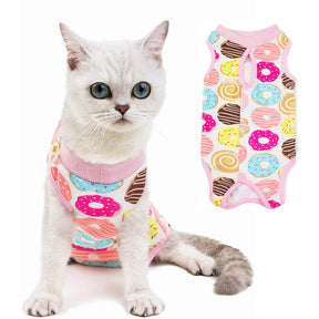 Cat Surgery Recovery Suit Breathable for Abdominal Wounds and Skin Diseases-Donut