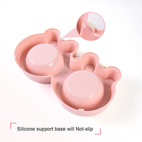 Macaron Double Dog Cat Bowls Cute Modeling No-Slip Stainless Steel Pet Bowls-Pink