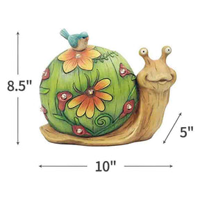 Garden Snail Statue Solar Resin ASnimal Sculpture Weatherproof Terrace Lawn Garden Art Decoration 10 x 8.5 Inches