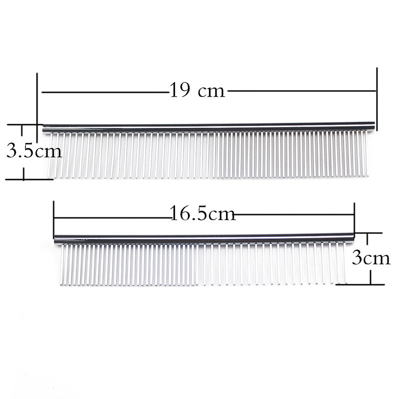 2 Packs Dog Combs with Rounded Ends Stainless Steel Teeth for Removing Tangles and Knots