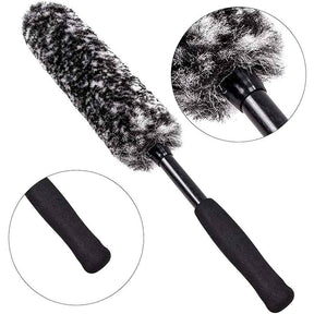 Metal Free Wheel Cleaner Brush Highly Absorbent Tire Brush for Cleaning Tires and Rims-Black