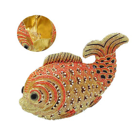 Mini Women Fish Evening Bags Crystal Clutch Purse Rhinestone Handbags with Chain-4