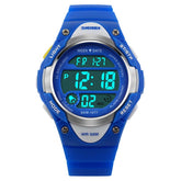 Kid Sport Outdoor Waterproof Electronic Watches with LED Light-Blue