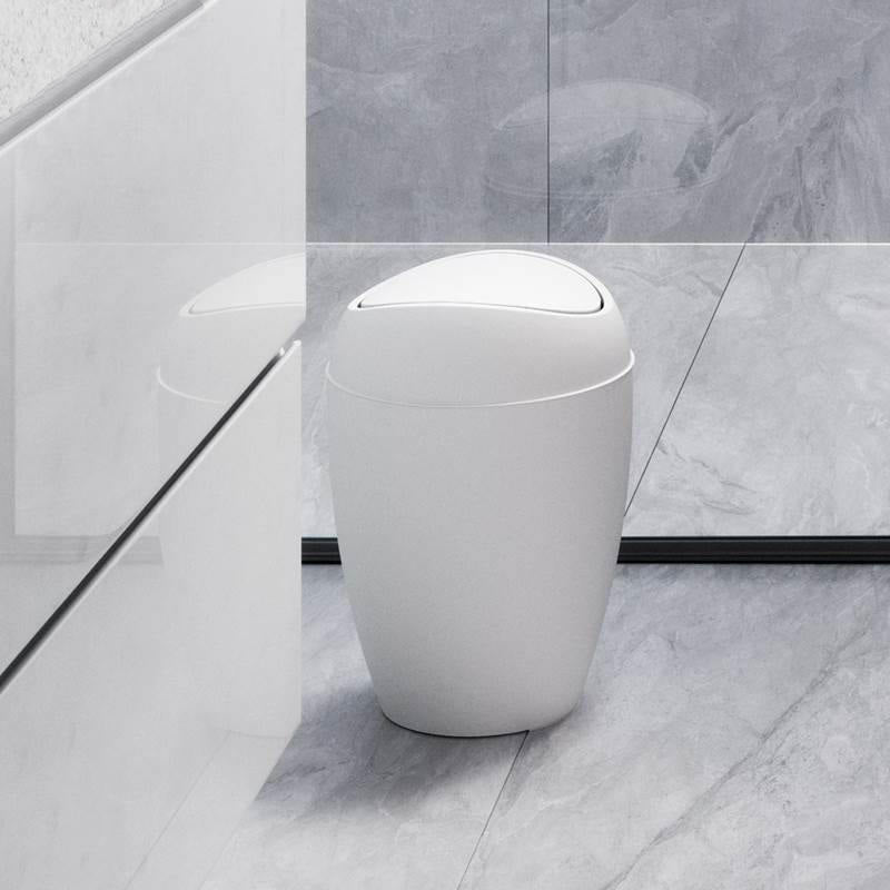 2.4 Gallon Plastic Trash Can with Swing - White
