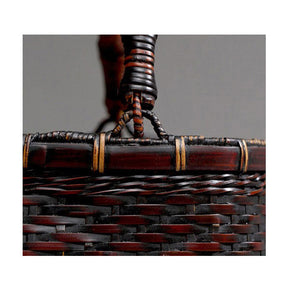 Retro Womens Bamboo Handbag Handmade Large Tote Bag Wicker Basket Bag For Picnic