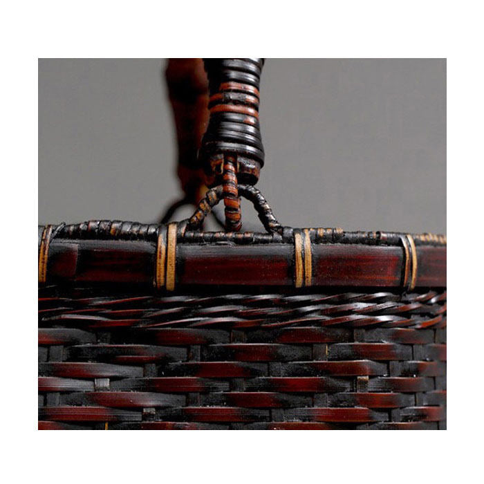 Retro Womens Bamboo Handbag Handmade Large Tote Bag Wicker Basket Bag For Picnic