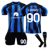 INTER Home Jersey LUKAKU #90 Soccer Jersey Kids Adult 3-Pieces Jersey Kits