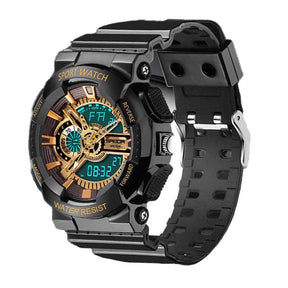 Kids Outdoor Multifunction Waterproof Watch with Alarm Chronograph-GoldBlack