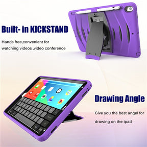 Shock Wave Kickstand Case Anti-Fall Protection With Pencil Holder For 10.5inch iPad Air3/iPad Pro10.5-Purple