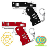 2Pcs Mini Toy Gun Foldable Rubber Band Launcher for Boy Girl-Red/Black