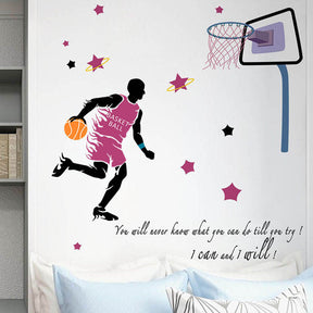 Basketball Players Wall Stickers Star Decals for Kids Room Home Decoration