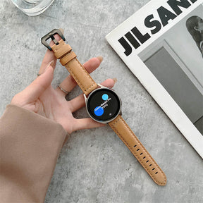 20mm Nubuck Leather Samsung Watch Strap 20mm for Galaxy Watch 4/5-Khaki