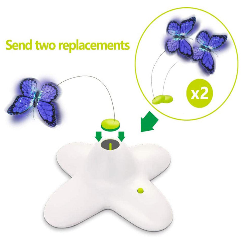 Cat Interactive Butterfly Toy with Two Replacement Flashing Butterfly Toys