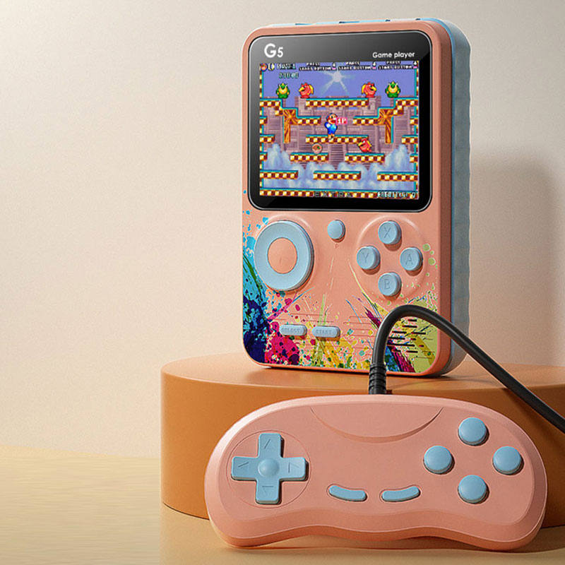 3.0 in Handheld Game Console with 500 Classic Games Supports TV Connection Two Players-Pink